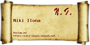 Niki Ilona névjegykártya